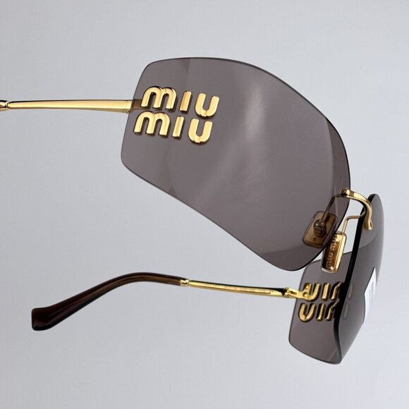 NEW Miu Miu MU54YS 5AK06I RUNWAY Gold Purple Brown Wraparound Women Sunglasses main image 5